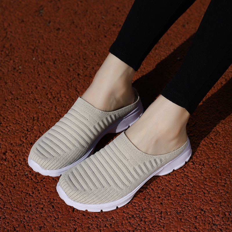 Spring and Autumn Breathable Mesh Large Size Foreign Trade Slip-On Half-Slip Shoes for Aliexpress Dropshipping, Lightweight Versatile Fashionable Outdoor Hiking Shoes