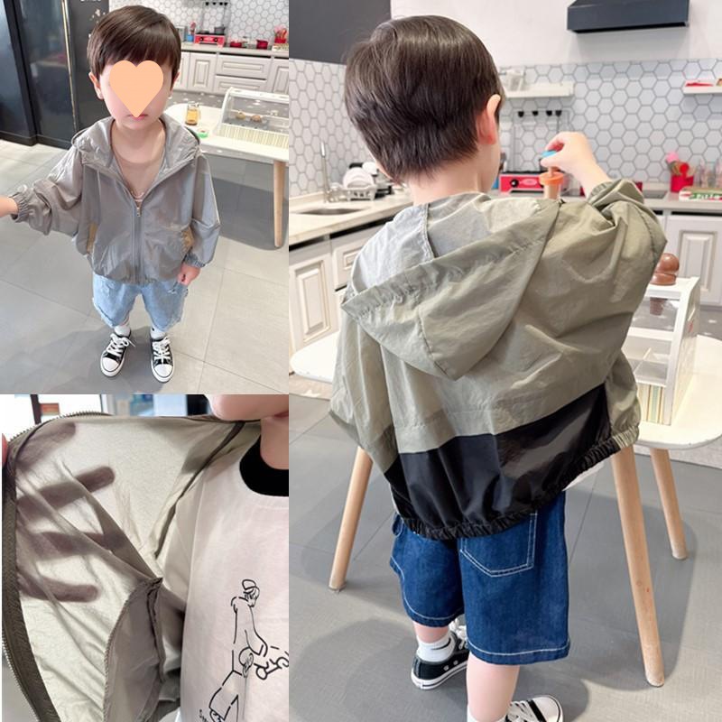 (2개) 어린이 선 스크린 의류 여름 어린이 여름 새로운 얇은 코트 통기성 자외선 방지 컬러 매칭 베이비 탑