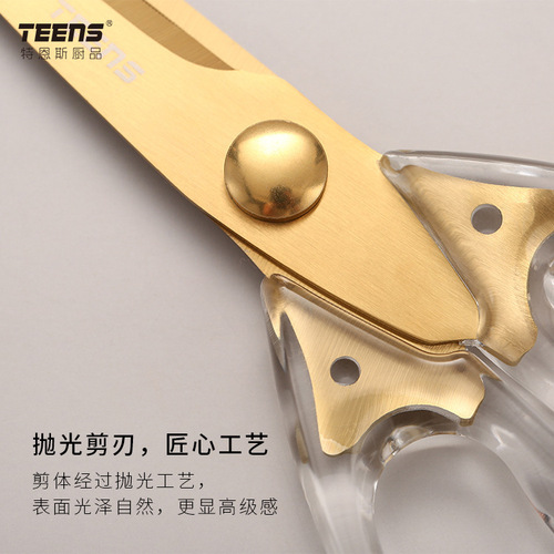 Ternes Acrylic Kitchen Shears Multifunction Powerful Chicken Bone Shears Seafood Shears BBQ Meat Vegetable Shears Stainless Steel Shears