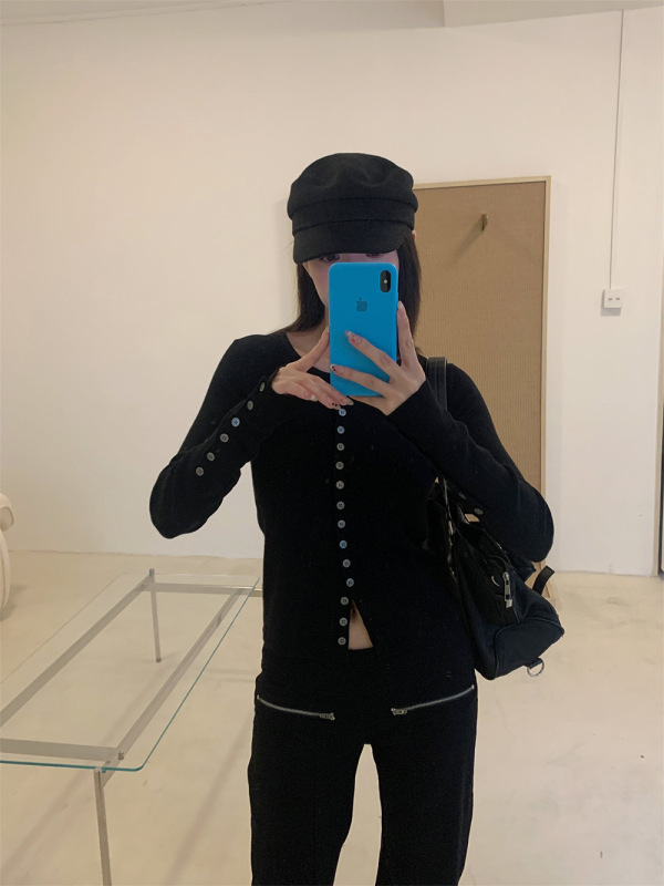 誉一新款2025秋季高级感长袖针织衫女百搭修身显瘦上衣开衫c1308|undefined