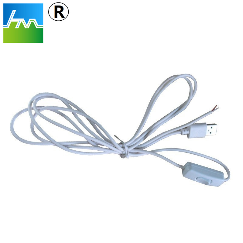 小风扇开关线 夹子台灯线全铜 白色USB开关电源线 LED灯条电源线