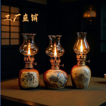 陶瓷长明灯茶室摆件家用手工创意酒吧佛供酥油灯露营氛围灯装饰品