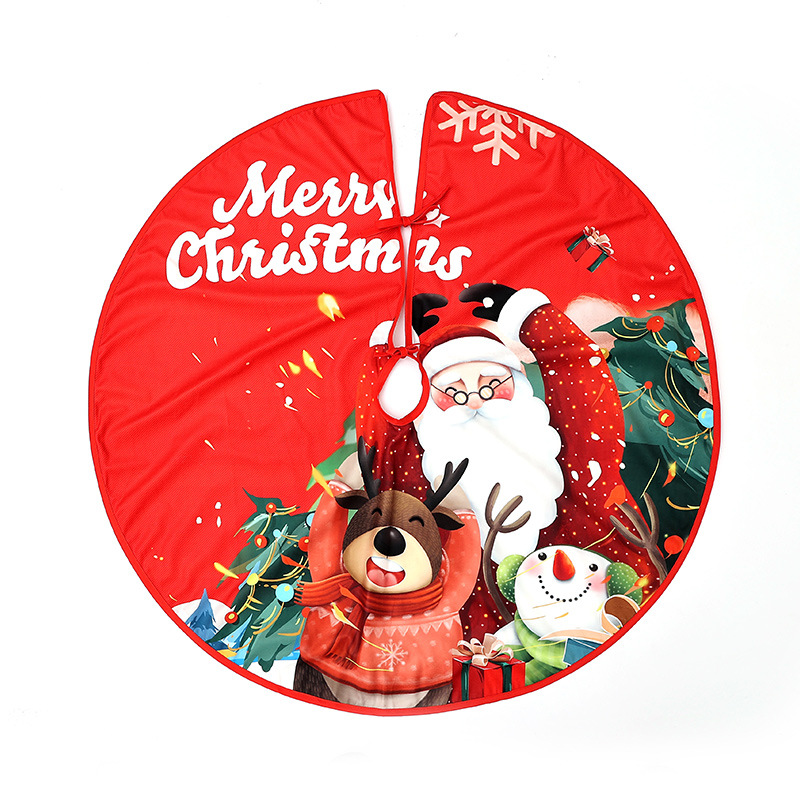 Christmas decoration supplies cross-border Christmas tree skirt printed linen cartoon old man party atmosphere decoration decoration