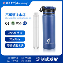 户外旅行露营不锈钢便携式直饮保温杯净水杯大容量过滤水瓶过滤器