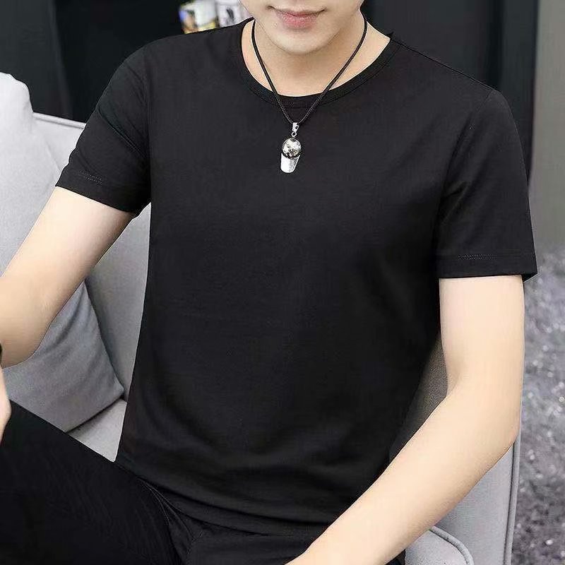 Camiseta de manga corta para hombre con cuello en V verano estilo coreano SLIM-Fit camisa blanca de fondo camiseta de media manga de cuello de pollo versátil para hombre