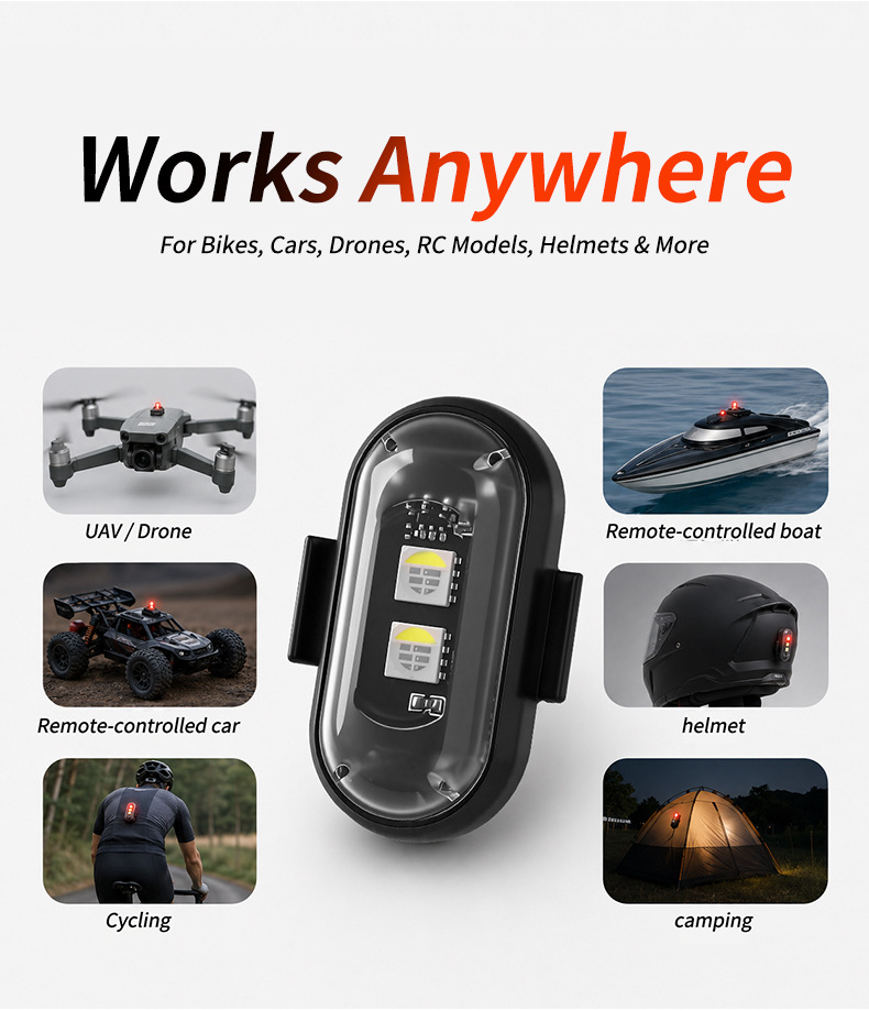 Wireless Remote Control Aircraft Light for Foreign Trade, Multi-Mode Colorful LED Strobe Light, Rechargeable RGB Warning Light for Cars and Motorcycles