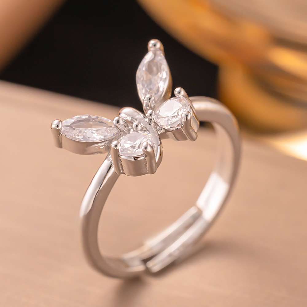 8g Weight Zircon Inlay Material Open Rings Classification 1 Piece Quantity Daily Occasion Copper Material Heart Shape, Bow Knot Pattern All Seasons Season Women's Gender Elegant Style Waterproof Non Tarnish Craft PVD Coated Real Gold Plated Heart Shape Bow Knot 304 Stainless Steel Elegant Glam Waterproof Non Tarnish Open Rings 13