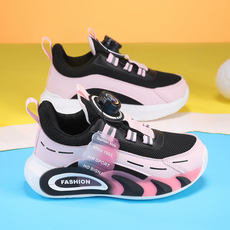 Calzado deportivo para niños, niños y niñas 2025 primavera y otoño nuevo estilo malla transpirable para niños grandes y niñas zapatillas de moda antideslizantes