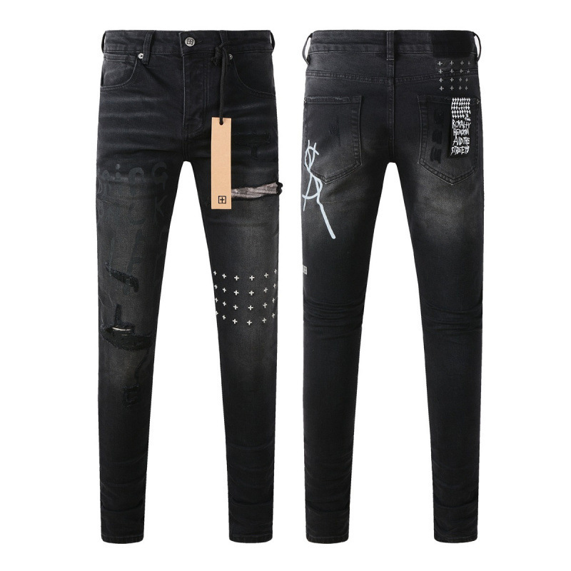Foreign Trade Cross-Border European and American Trendy Brand Ksubi Hiphop Jeans Slim Fit Ripped Distressed Jeans