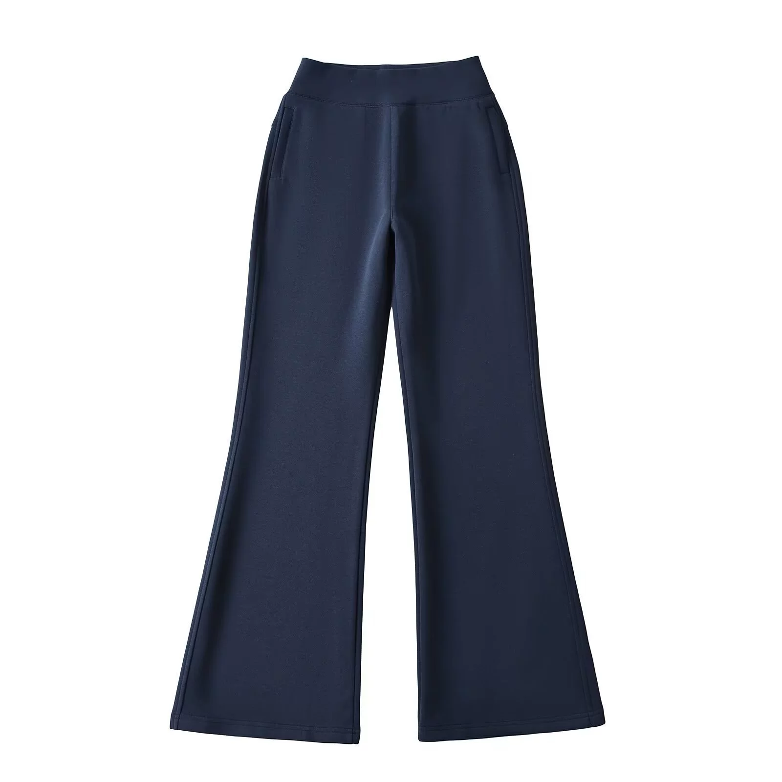 Demi-season fitted sports trousers for leisure, high waist, loose straight fit, wholesale
