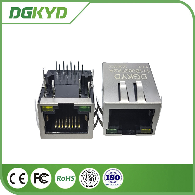 Single Port RJ45 Network Connector Ethernet 100m Filter Modular Block Socket 8PIN with LED