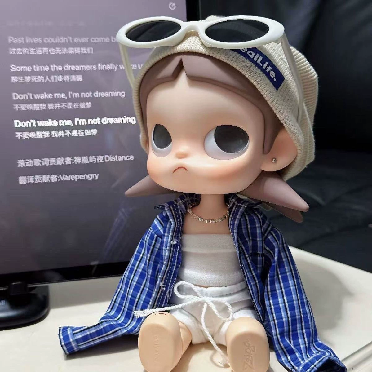 Cool Gaga Sister Zsiga 1/8 Baby Clothes Blue Plaid Shirt Suit Cute Cartoon Doll Dress up Baby Clothes Replacement