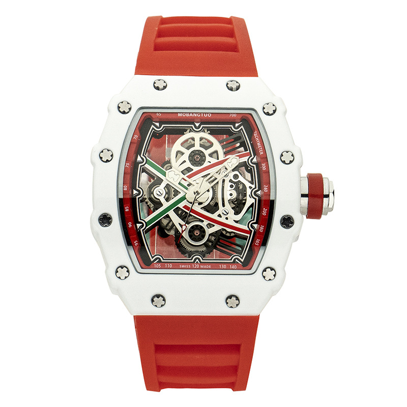 Richard Large Dial Barrel Sports Watch Fashion Casual Men's and Women's Hollow Tourbillon Student's Watch