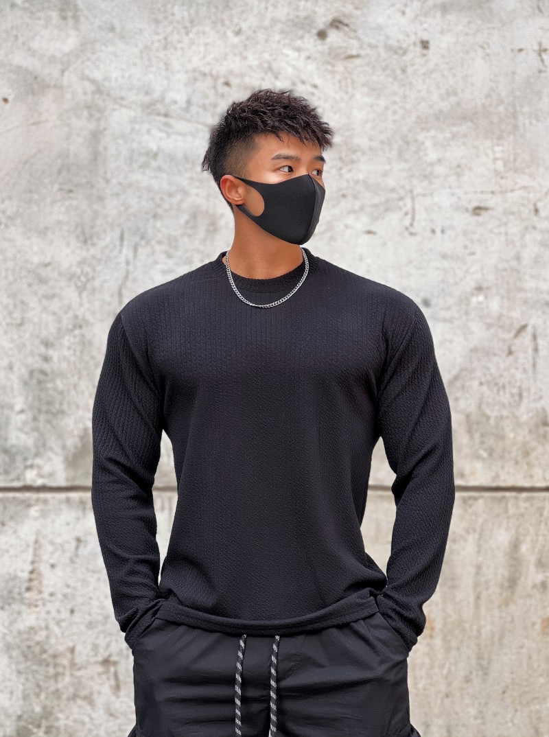 Men's Long Sleeve Workout Shirt Casual Gym Tee American Style Loose Fit Breathable Athletic Top for Basketball Running And Training_viptrois.com