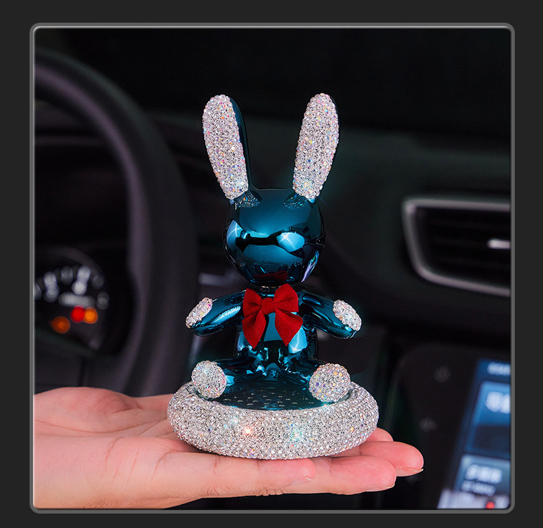 Diamond-encrusted car perfume seat car accessories high-end car aromatherapy diamond-encrusted cute rabbit car decoration center console