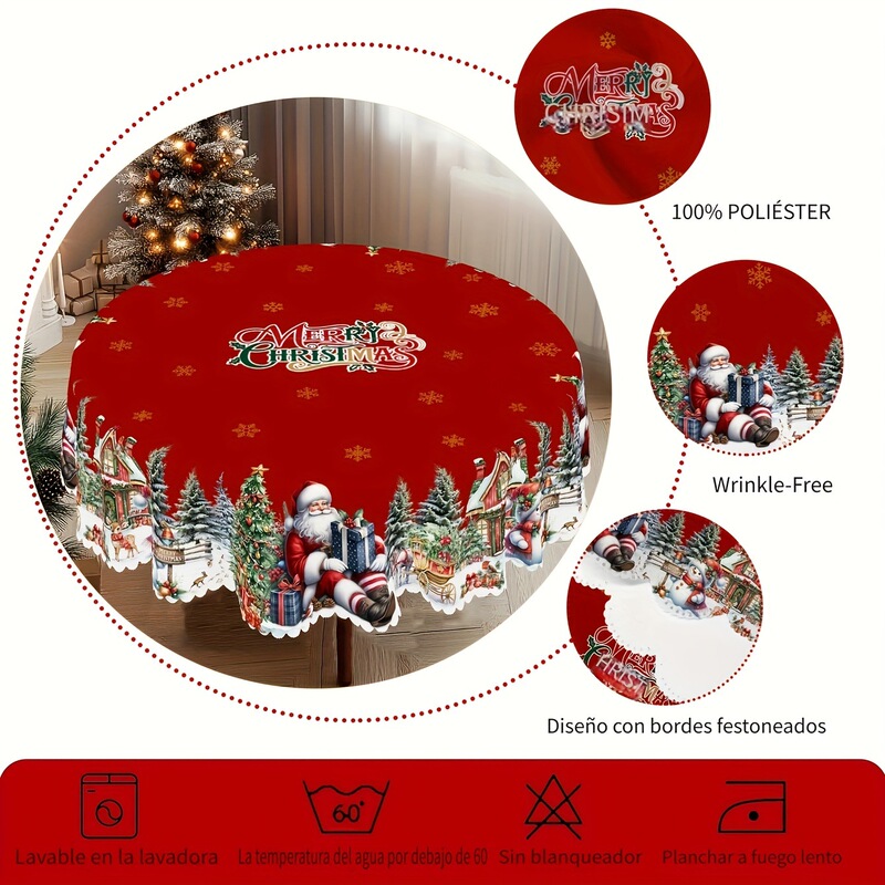 TEMU Xiyin クリスマステーブルクロス スノーフレーク サンタクローステーブルクロス ポリエステル 洗えるテーブルクロス モダン シンプル 防汚|undefined