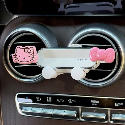 Creative Interior Car Navigation Support — Car phone holder - pink-bow-kitten-glitter-knot-white-mirror-stand