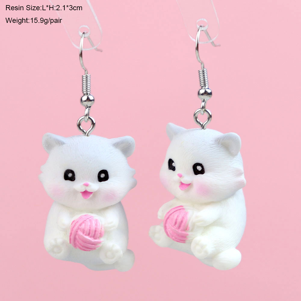 1 Paire Style De Bande Dessinée Mignon Chat Plastique Boucles D'oreilles display picture 7