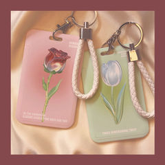Rose Tulip Hard Card Case Student Campus Meal Card Access Control Metro Bus Water Card Work ID Card Protective Plate