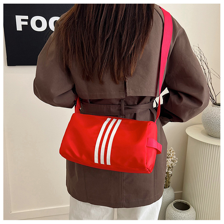 165g Weight Polyester Lining Material Sewing Thread Fashion Element Zipper Closure Type Single Shoulder Strap Strap Type Crossbody Bag Bags Type Daily, Sports Occasion Nylon Material Solid Color Pattern All Seasons Season Women's Gender Classic Style Style Cylindrical Shape Medium Size Women's Medium Nylon Solid Color Classic Style Sewing Thread Cylindrical Zipper Crossbody Bag 3