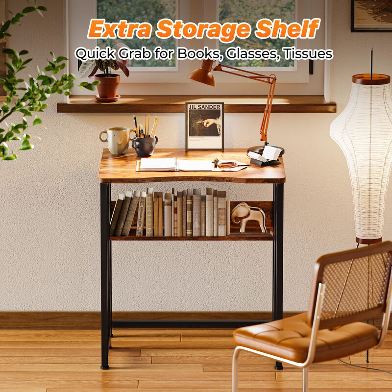 Modern design steel and wood office desk with iron legs, sturdy and stable, includes a drawer and a computer stand, multifunctional