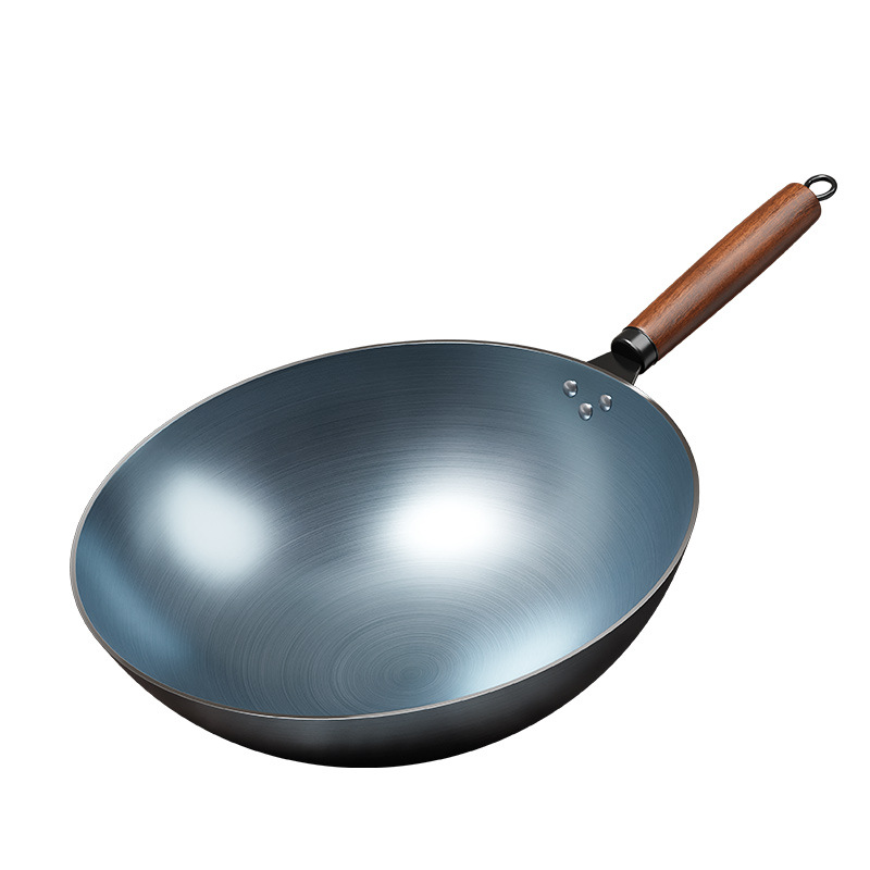 Antiguo estilo forjado a mano horno de hierro azul horno sin recubrimiento horno antiadherente horno redondo horno doméstico horno de gas aplicable