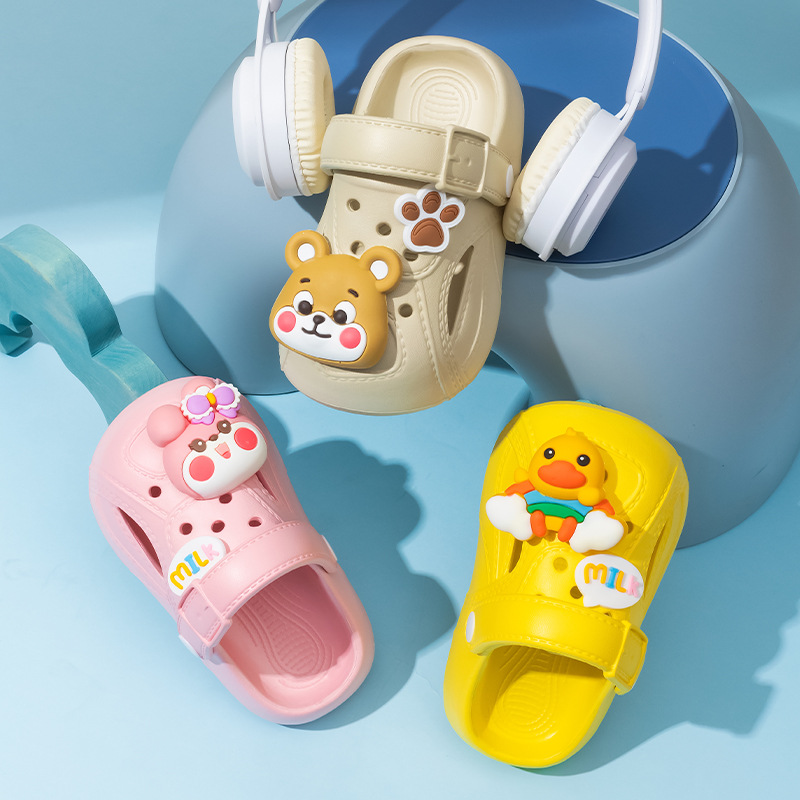 Children's Croc Shoes Summer Boys and Girls Students Cute Cartoon Slippers Indoor and Outdoor Wear Non-Slip Beach Parent-Child Shoes