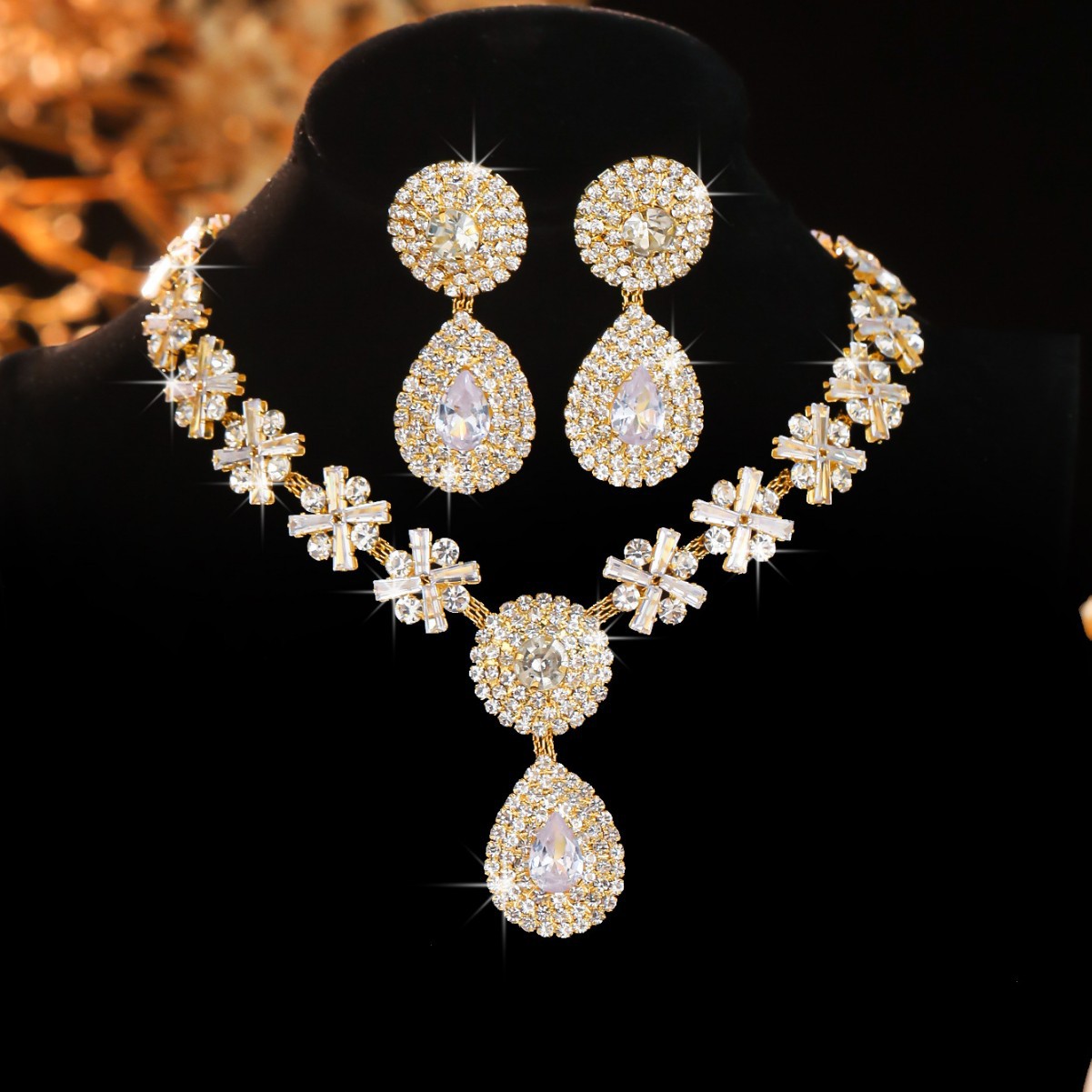 Collier goutte deau zircon cristal élégant bijou de mariage_voghion.com