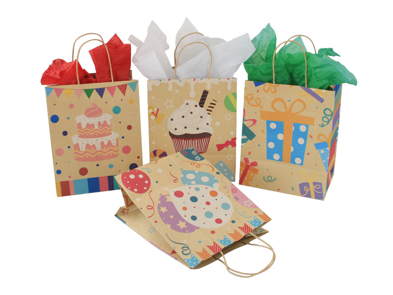 510g Weight Birthday Cute Cartoon Paper Party Gift Bags 12 Pieces
