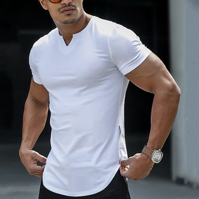 2024 Spring Summer New V-neck Men's Casual T-shirt Top