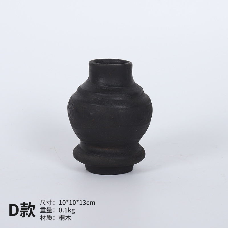 わびさび新中国風無垢材花瓶装飾装飾品 B&B リビングルーム玄関ログフラワーディッシュフルーツプレートデスクトップ装飾|undefined