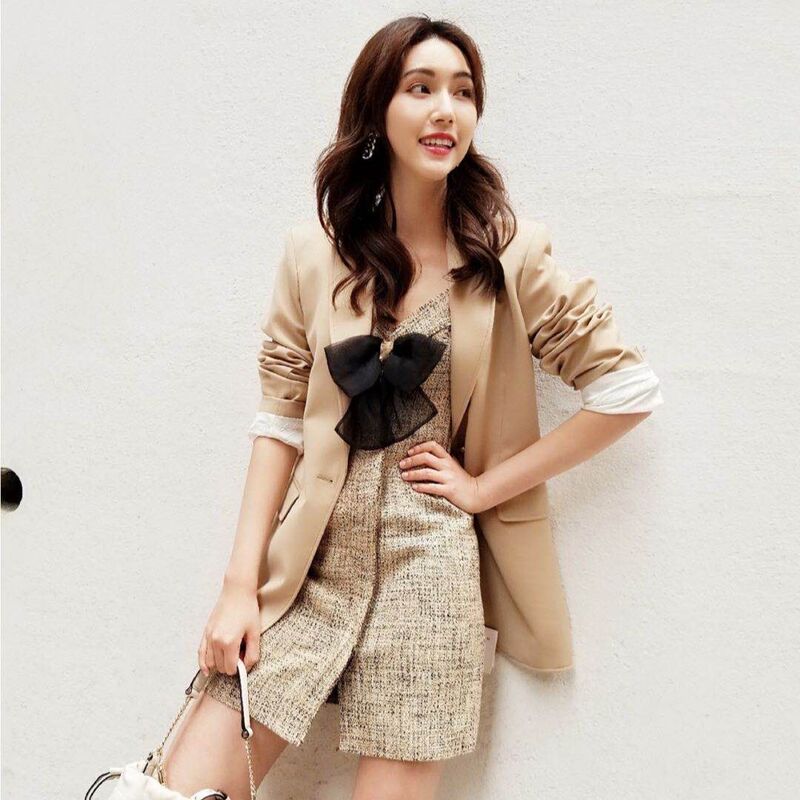 Spot specials S home autumn and winter new small style suspender tweed design sense bow dress 27065