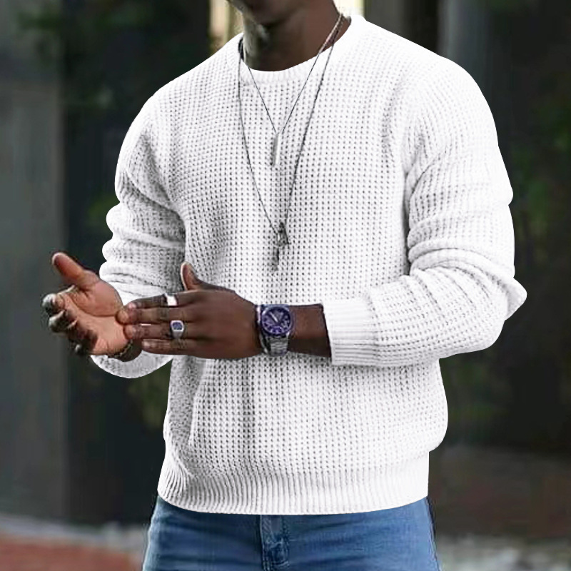 European and American Cross-Border Men's Clothing Amazon Solid Color Waffle Long-Sleeve T-Shirt Amazon New Spring and Autumn Round Neck Top European and American Cross-Border Men's Clothing Amazon Solid Color Waffle Long-Sleeve T-Shirt Amazon New Spring and Autumn Round Neck Top
