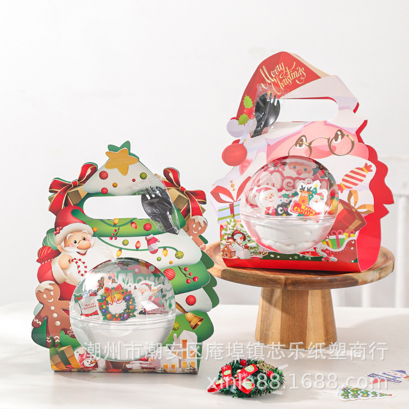 Caja de pastel de Navidad Bola de mousse portátil bola roja neta transparente merienda hornear caja de embalaje de fruta segura