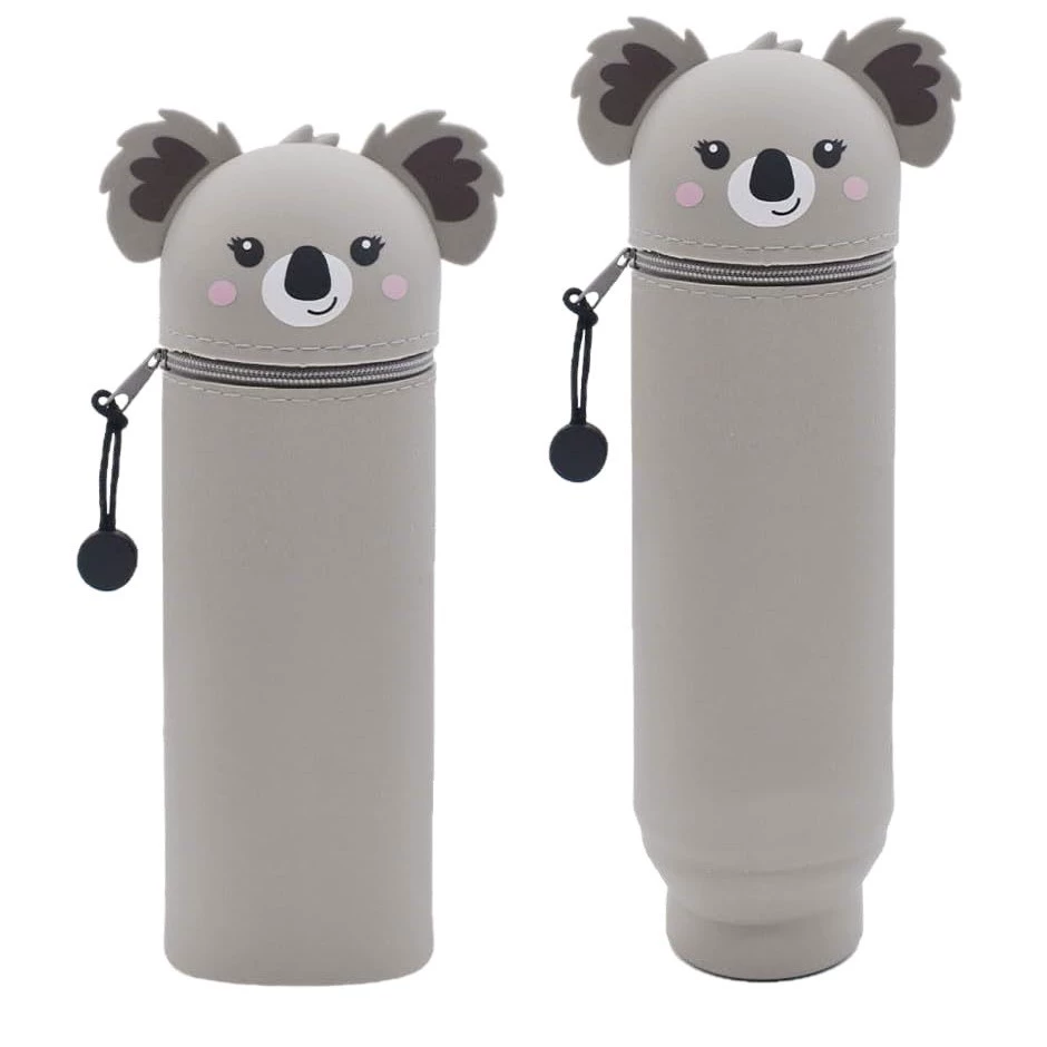 Cartoon pens holder, silicone telescopic pencil case, stationery, panda