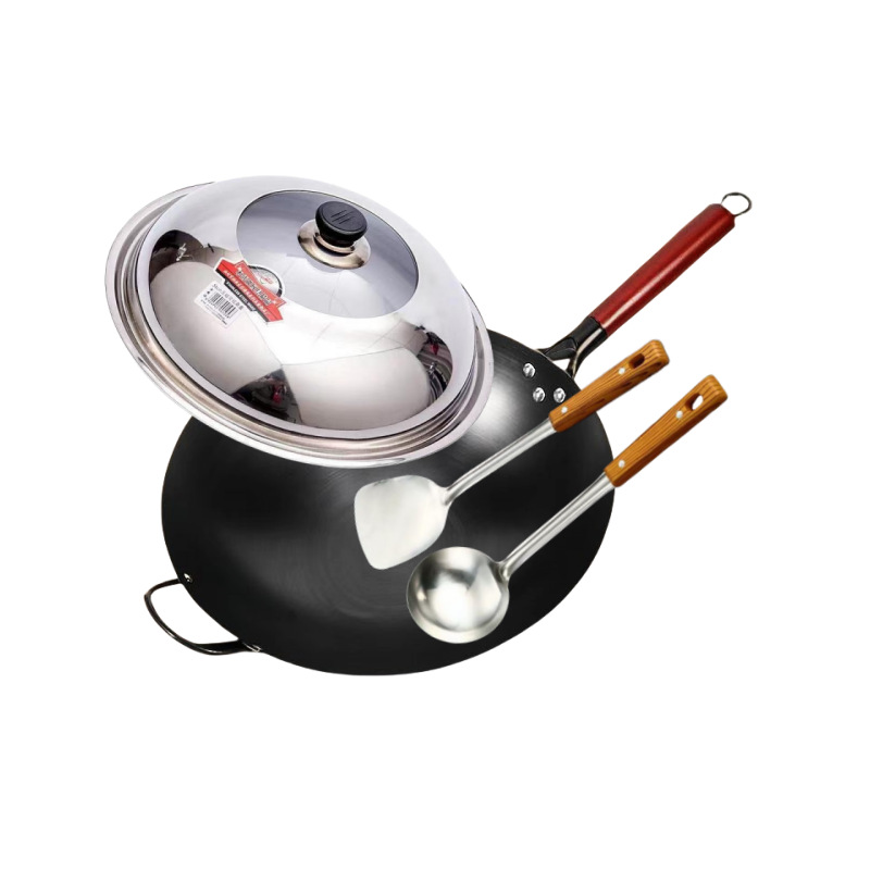 질화 방청 철 냄비 + 뚜껑 + 삽 + 숟가락