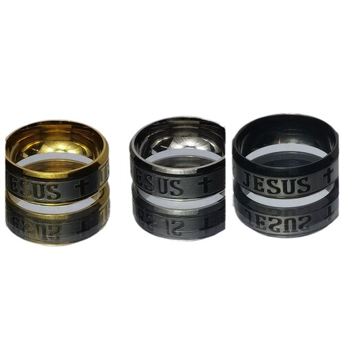 Titanium Steel Ring Men's Personality European and American Corroded Letters Men's Trendy Brand Ring New Jewelry Wholesale Shipping Source