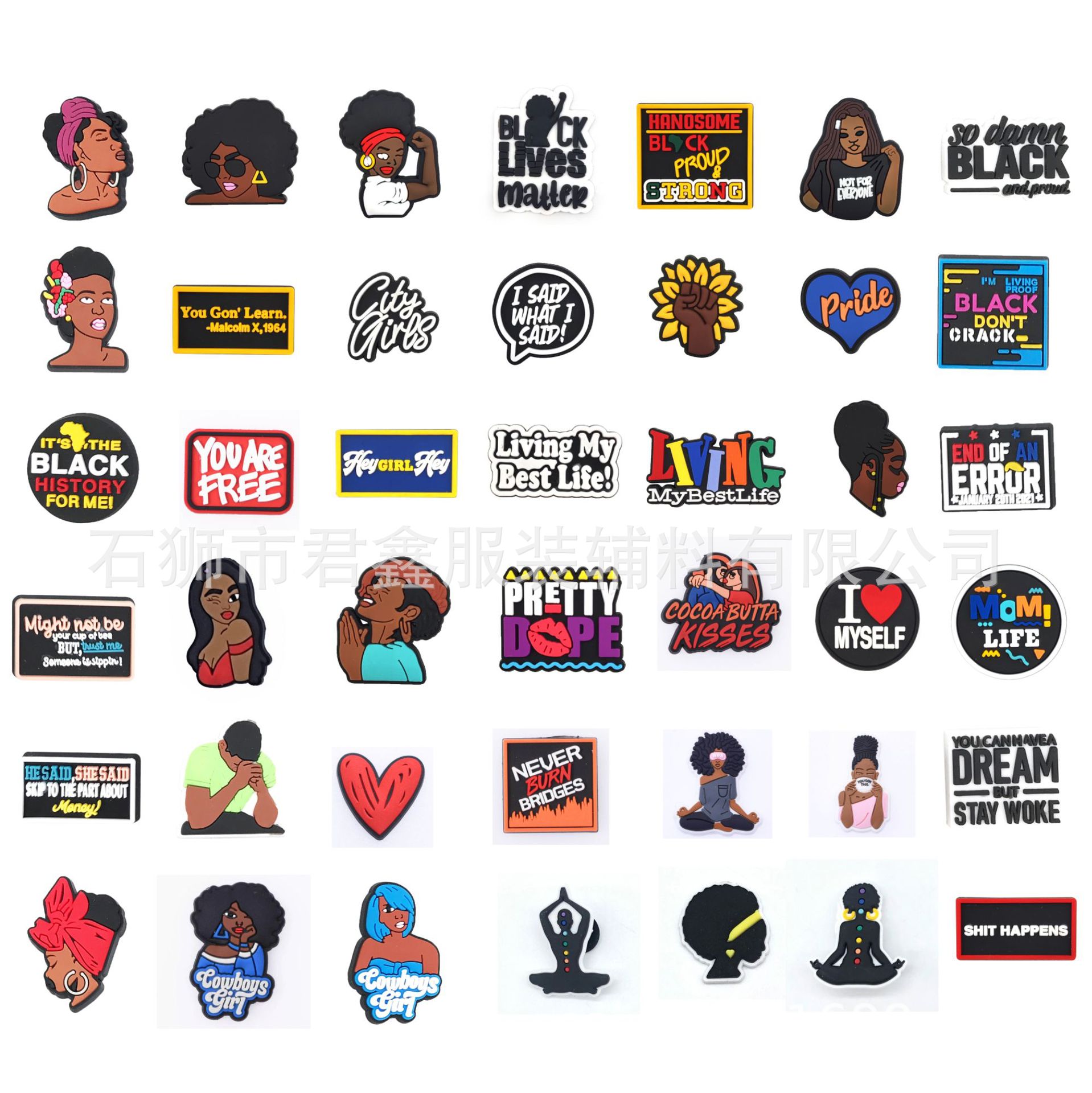 【黑人系列鞋花】黑人命 BLM 非洲拳头 黑人女孩  洞洞鞋鞋花