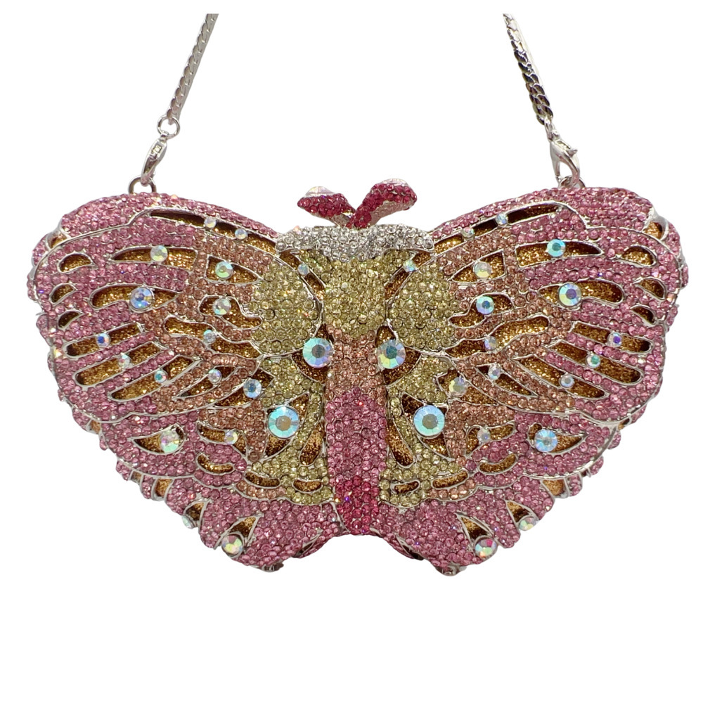 Butterfly transfronterizo caja de diamante bolsa de banquete bolsa de diamante bolsa de banquete cadena de mano bolsa de mujer