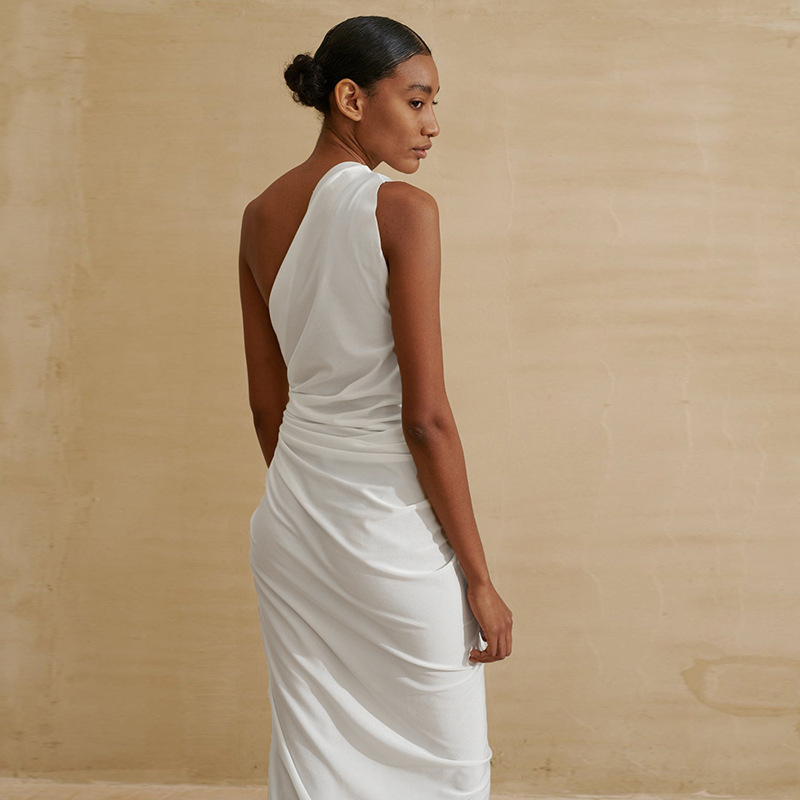 Elegant asymmetrisch schouderloos halter body voor dames_voghion.com