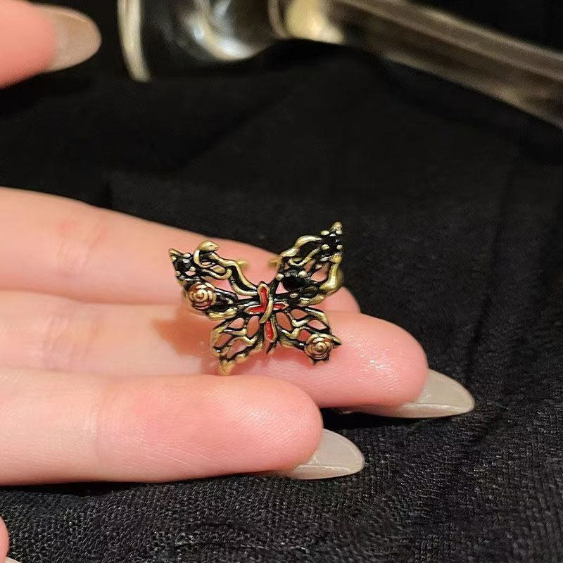 Cross Rose Butterfly Ring