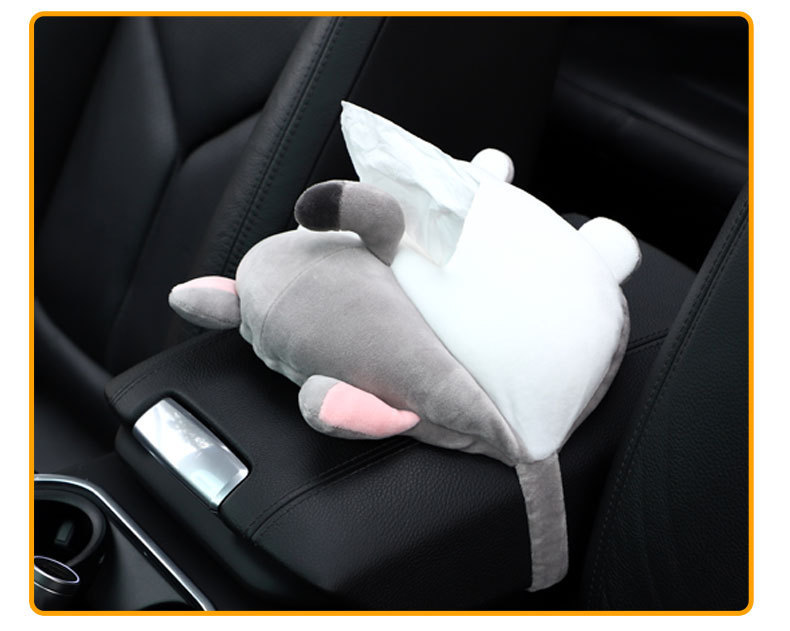 Cartoon Car Tissue Box Creative Cute Plush Car Seat Back Armrest Box Tissue Box Car Interior Decoration Tissue Bag