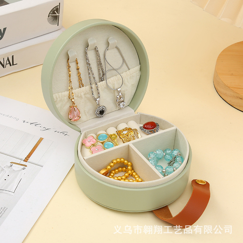 Halbrundes Schmuckkästchen Premium Mini Schmuckkassette tragbare Reise Ringe Ohrringe Prinzessin Schmucktasche