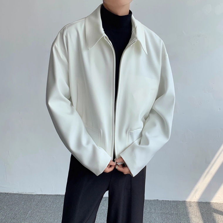 Casual Solid Color Lapel Jacket, Loose And Trendy Short Silhouette Versatile Jacket_voghion.com