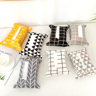 Nordic Ins Cotton and Linen Fabric Tissue Set Tissue Bag Tissue Paper Box Living Room Toilet Car Home Hanging Type