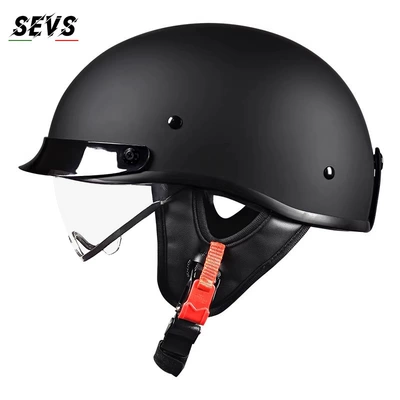 3C certified retro motorcycle helmet for men and women, summer scooter half helmet, electric vehicle helmet, Japanese-style scoop helmet (Motosiklet kaskı (dəbilqə)) - semi-transparent-black-m