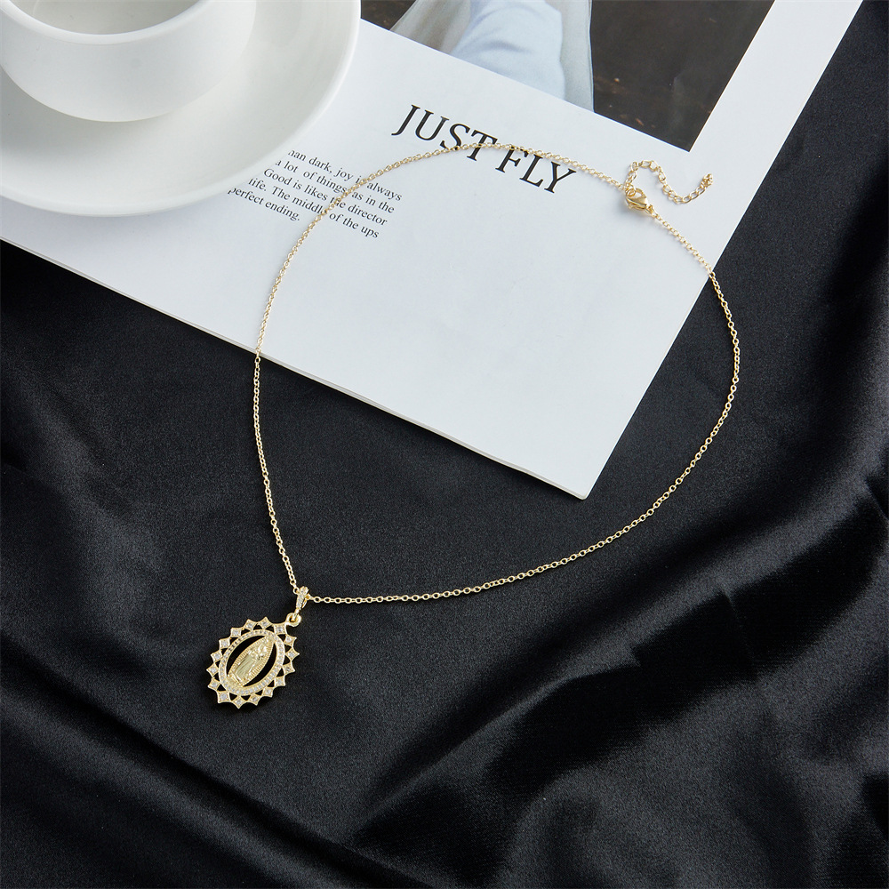 religious jewelry copper micro-set zircon pendant 18K gold plated necklace