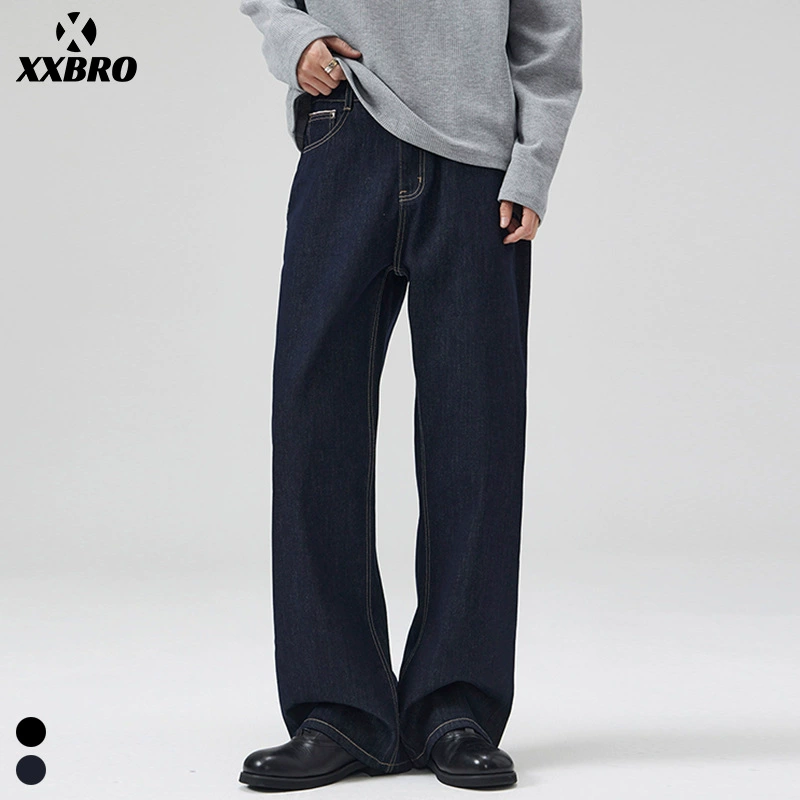 Мужская одежда xxbro # Мужские джинсы прямого кроя Cleanfit в американском стиле, оригинального цвета, с флисовой подкладкой, для повседневной носки.