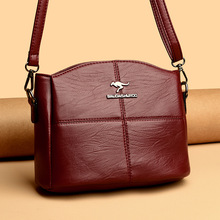 2024跨境新款韩版单肩女包软皮百搭大容量绣线中年女士妈妈斜挎包