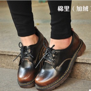 Martin single-layer shoes preppy style retro artistic polished old British big toe leather shoes plus size couple leather shoes men's and women's shoes